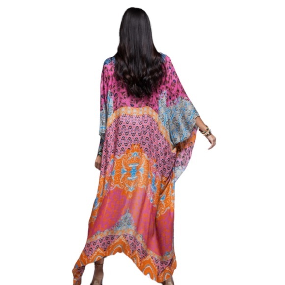 Vibrant Ruggine Demask Print Kimono Duster - Picture 5 of 9